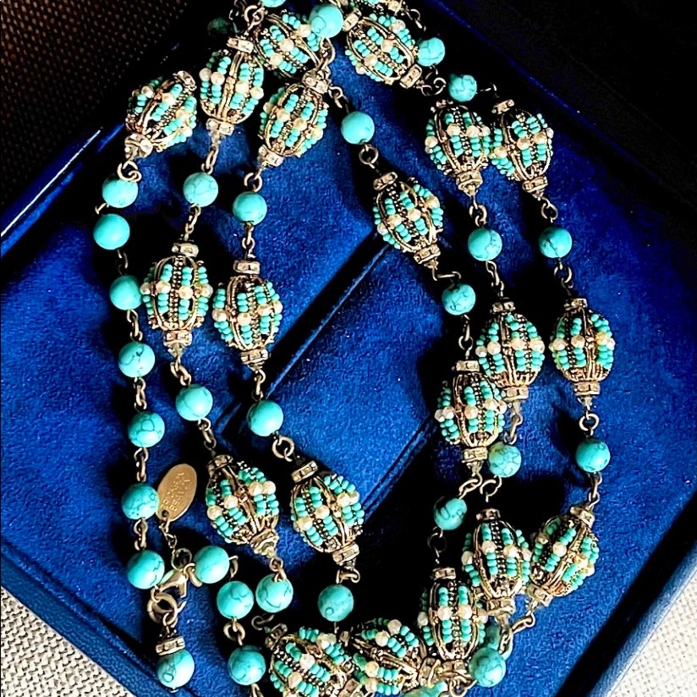 Vintage Erickson Beamon Beaded Turquoise Necklace - Picture 2 of 10